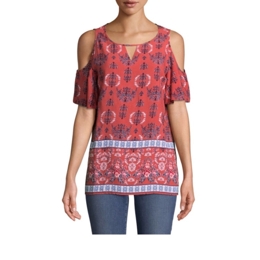 NWT Cute Short Sleeve Keyhole Neck Blouse!